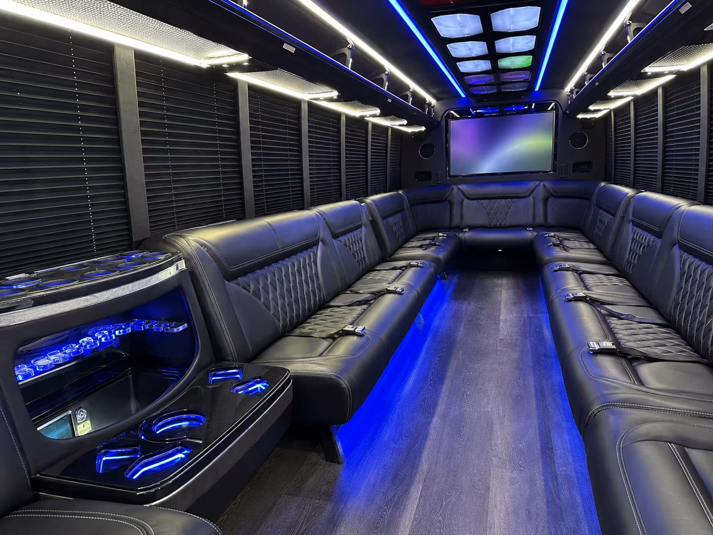 peoria 20 passenger party bus inside