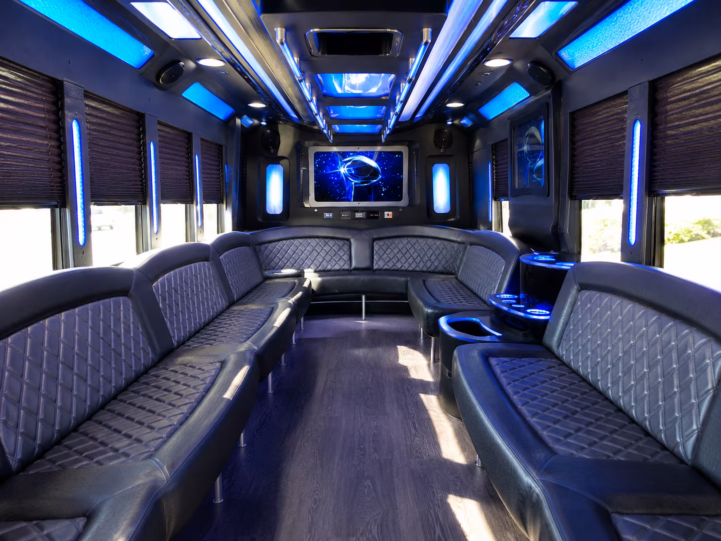 peoria 28 passenger party bus inside