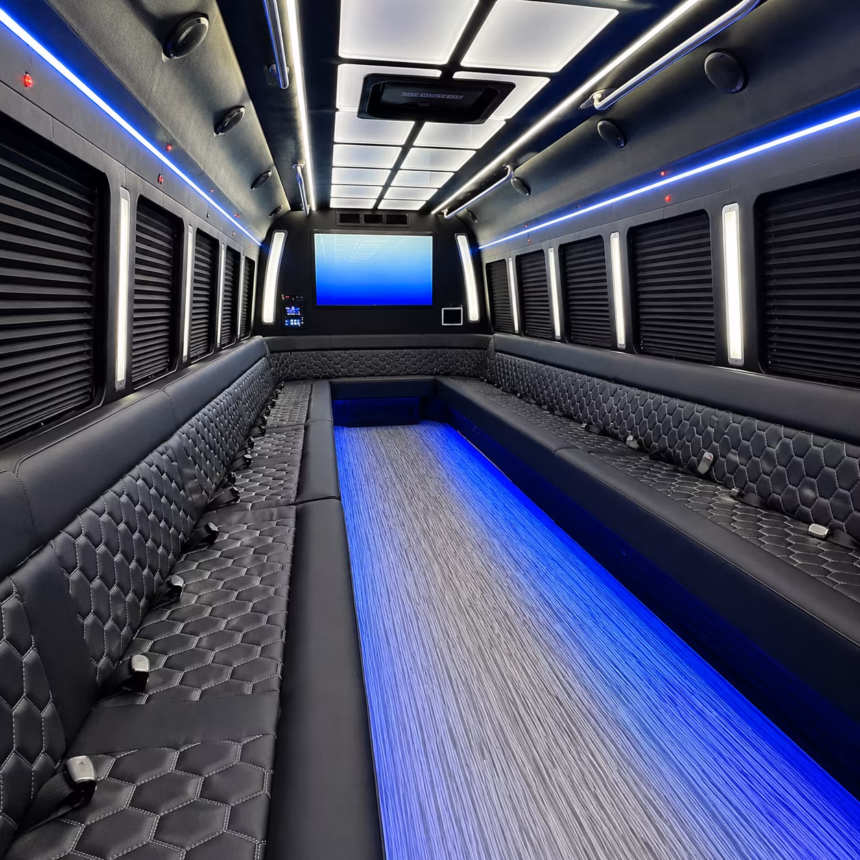 peoria 50 passenger party bus inside